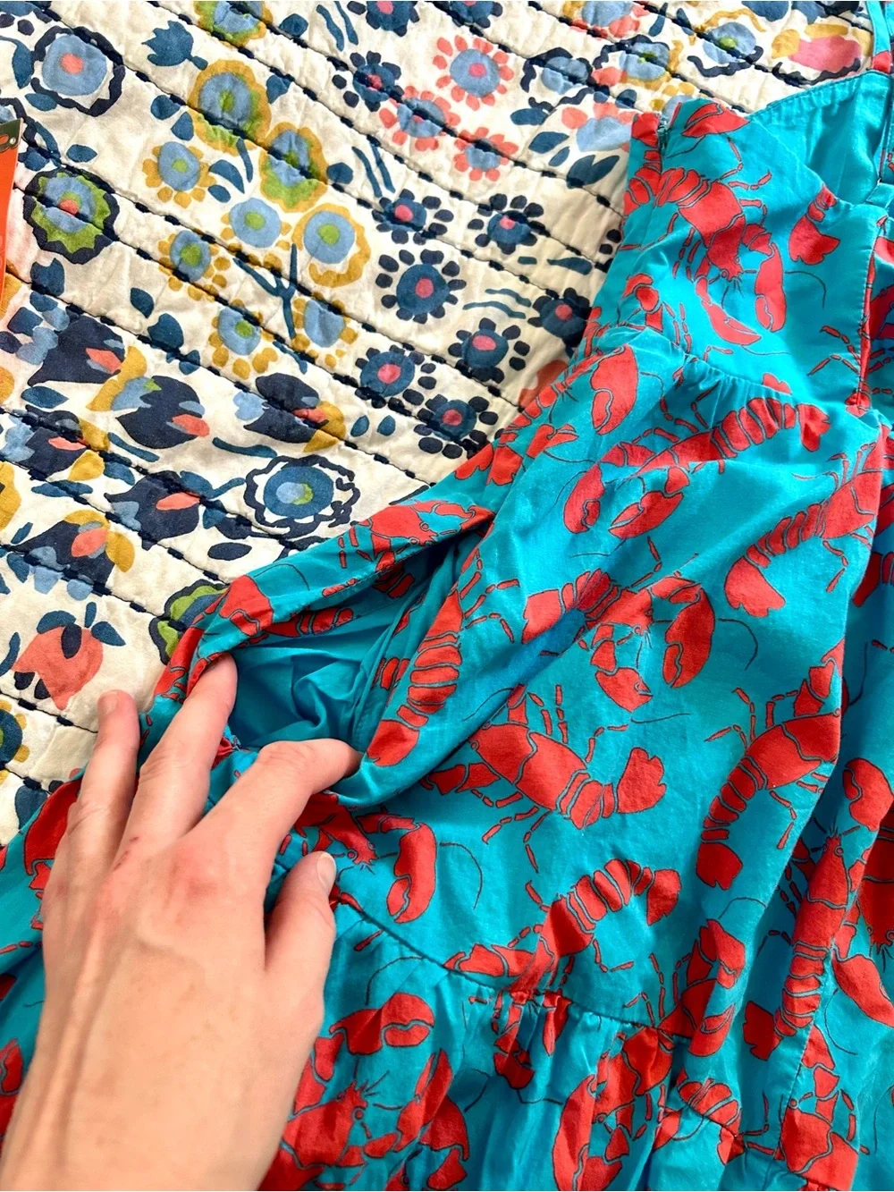 J Crew Factory, lobster Blue & Red Spaghetti-Strap Sundress Sz 6
